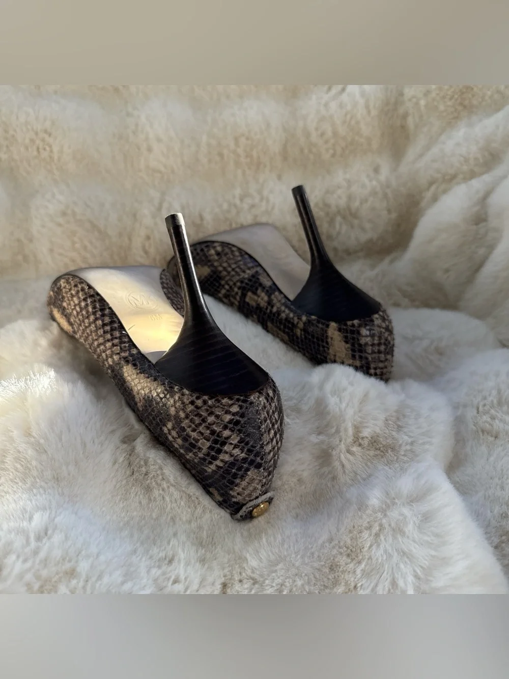 Michael Kors Snake-Print Pointed Toe Pumps in Brown and Tan